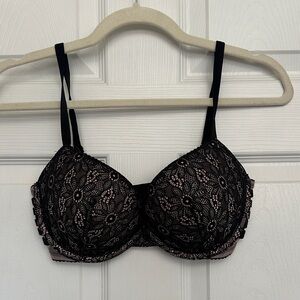 Victoria's Secret Black Lace Bra with Nude Lining